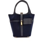 Hermès Caban Swift and Bleu Marine Toile Goeland Cargo Picotin Lock 18 Gold Hardware